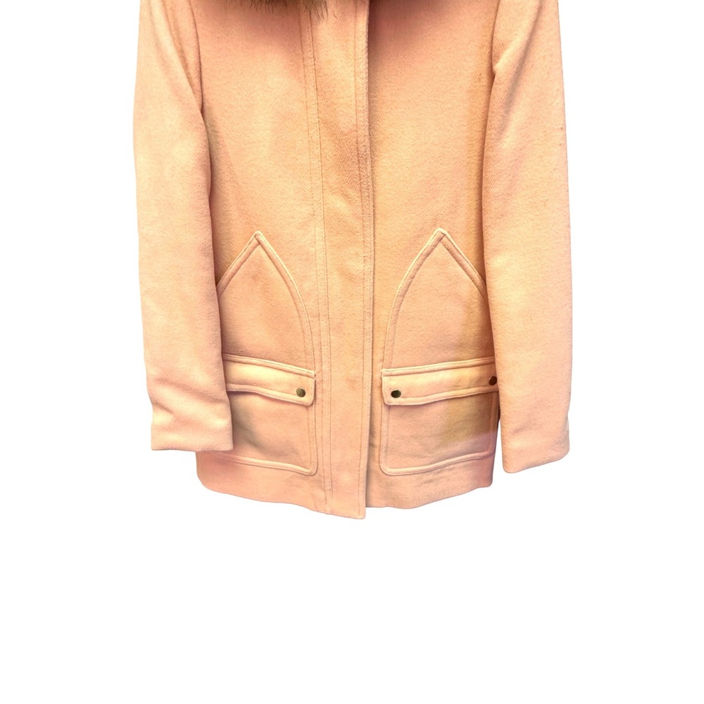 NWT J.Crew Chateau Parka Peach Wool Blend Faux Fur Hood Coat E3931 Size 0 - Picture 2 of 7